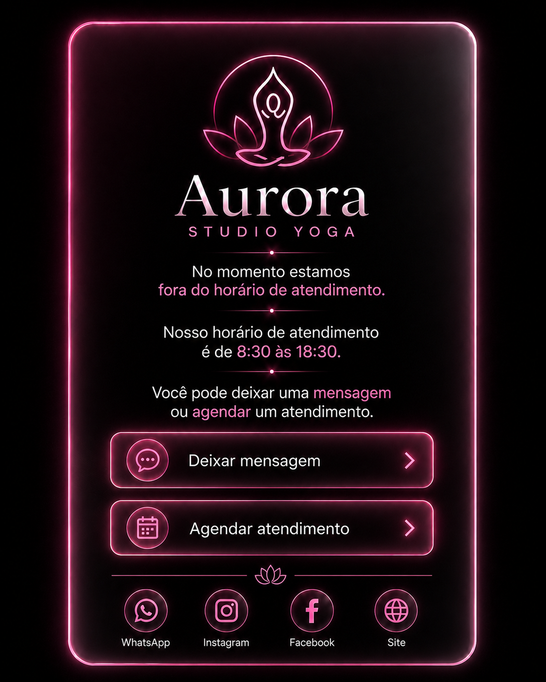 Aurora Studio Yoga fora do horário