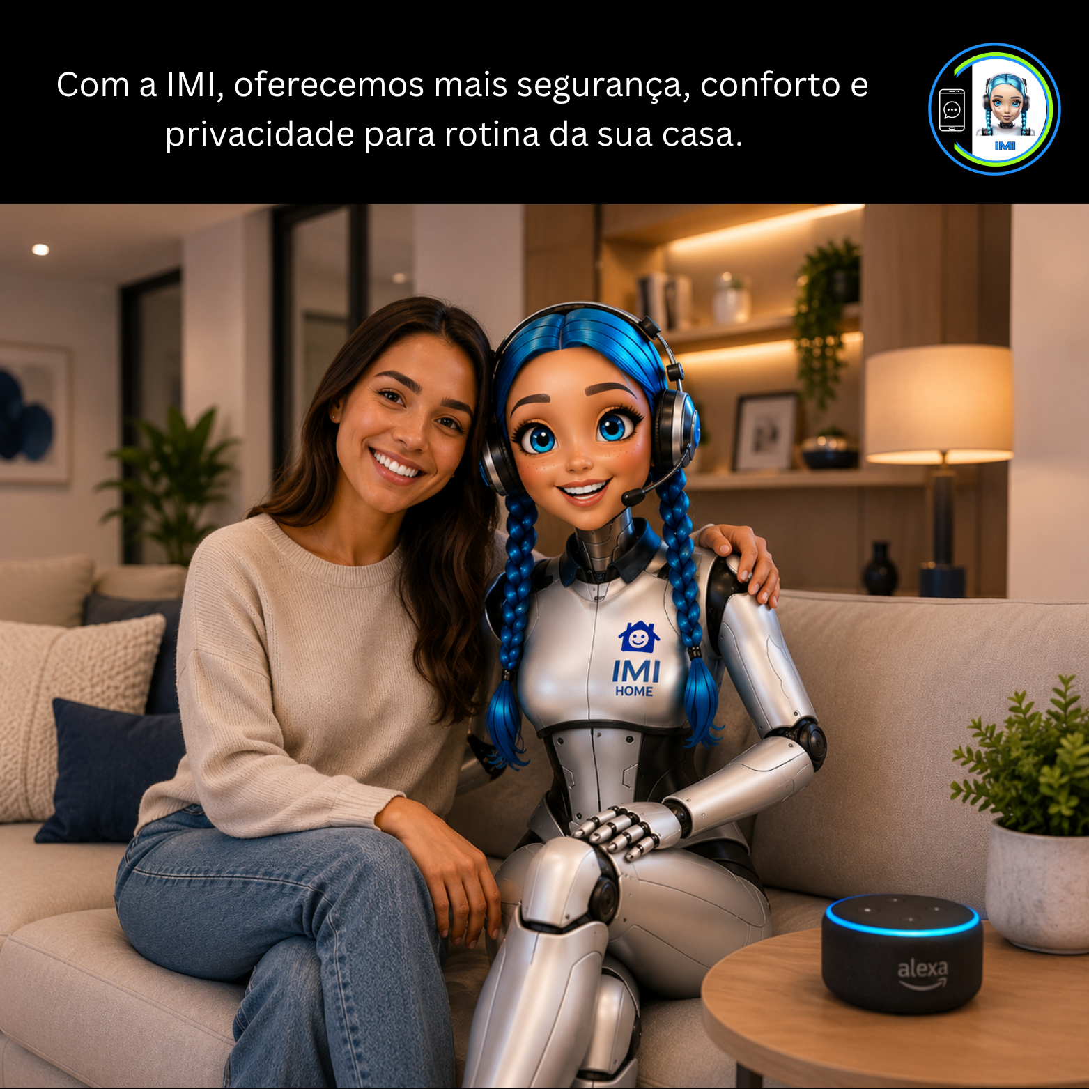 IMI com moradora no sofá
